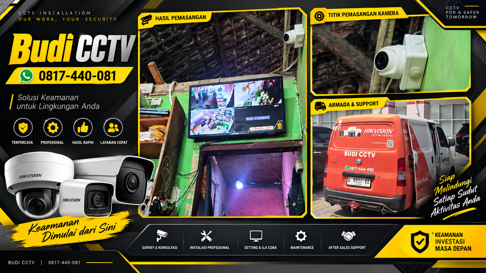 Instalasi CCTV HiLook IP Camera di Toko Sembako Pemalang, Instalasi Rapi dan Terstruktur