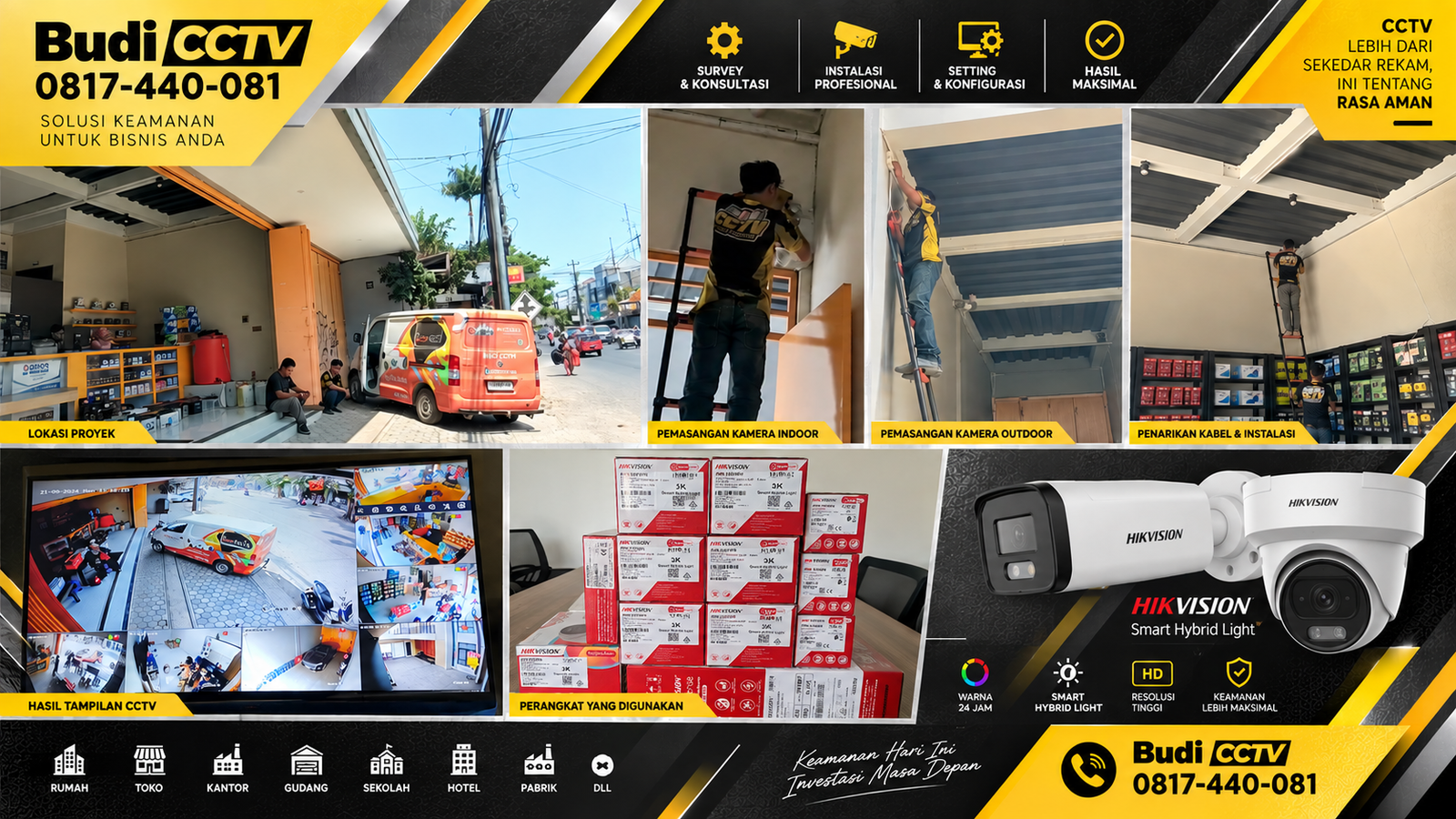 Instalasi CCTV Hikvision di Usaha Otomotif Pemalang, Standar Kualitas Sistem Keamanan Terpercaya