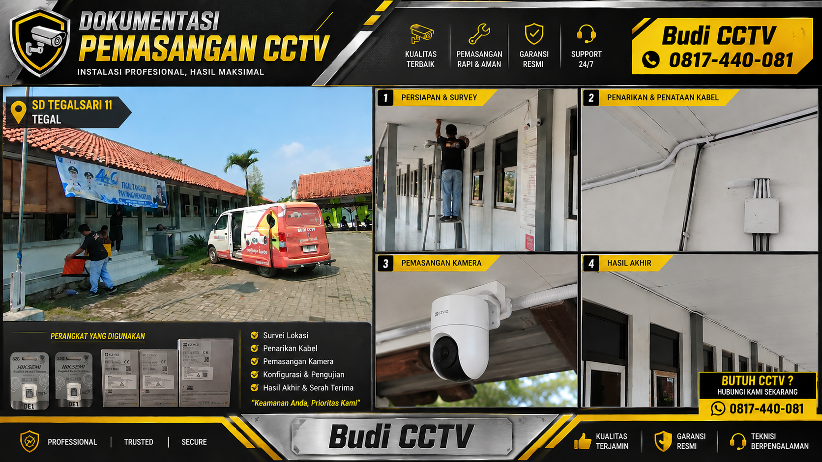 Instalasi CCTV Ezviz di SD Tegalsari 11 Tegal
