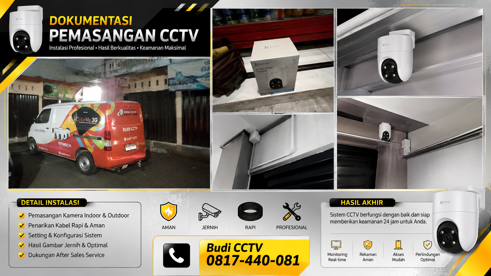 Instalasi CCTV Ezviz Tegal, Sistem Andal Bekerja 24 Jam
